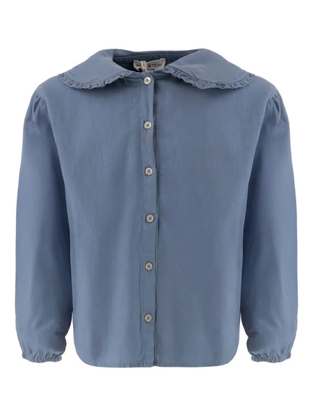  Babe And Tess Ruffled-collar Cotton Shirt - Blue 