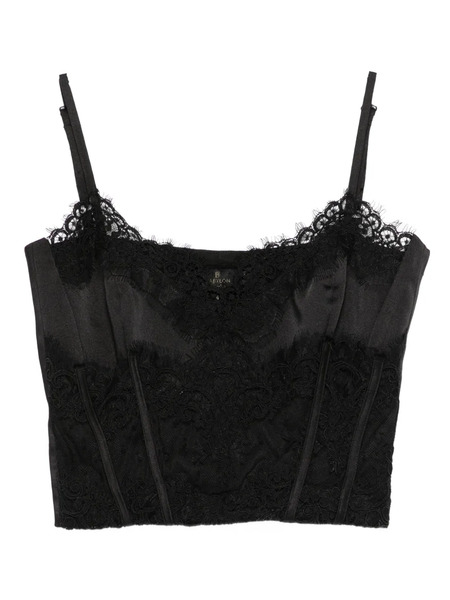  Babylone Paris Lace-trimmed Cropped Top - Black 