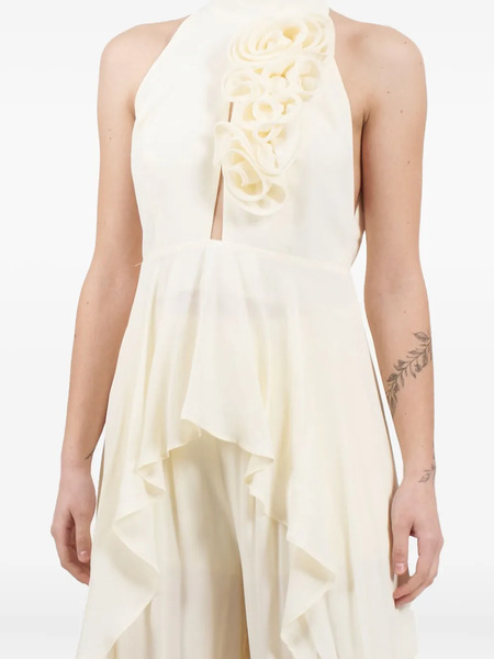  Babylone Paris Rose-embellished Ruffled Top - Neutrals 