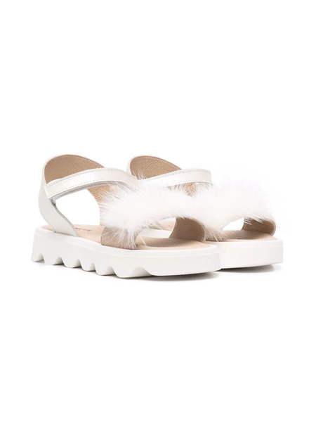  Babywalker Faux Fur-trim Sandals - Neutrals 