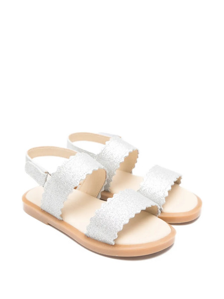  Babywalker Scalloped-strap Sandals - Silver 