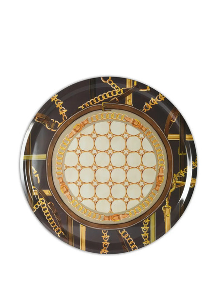  Baci Milano Chain-patterned Round Tray - Black 