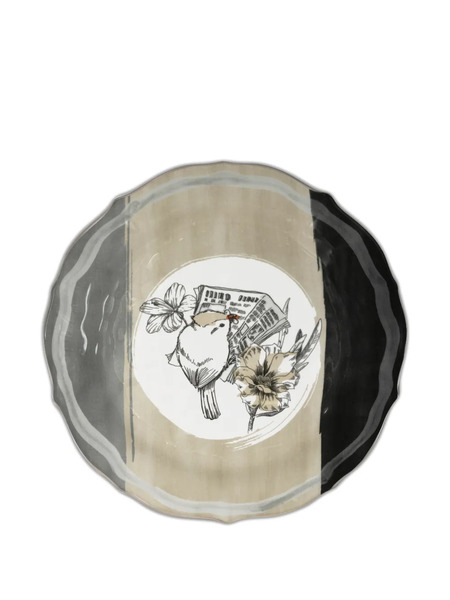 Baci Milano Urban Bird Newspaper-print Plate (35cm) - Metallic 