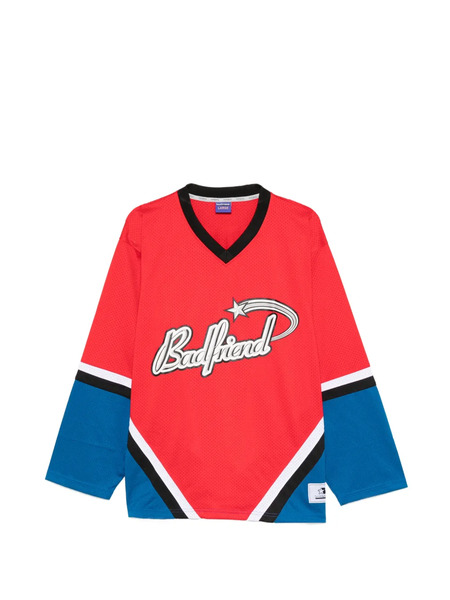  Badfriend V-neck Long-sleeve T-shirt - Red 