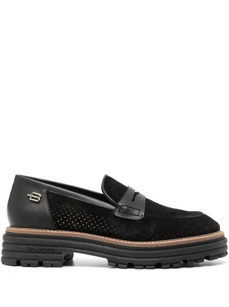  Baldinini Bead-detail Suede Loafers - Black 