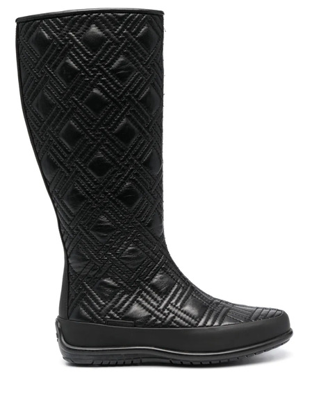  Baldinini Diamond-pattern Leather Boots - Black 