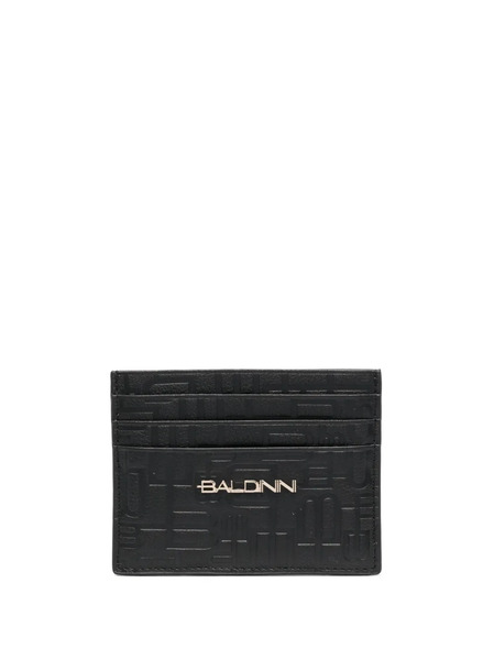  Baldinini Monogram-pattern Leather Card Holder - Black 