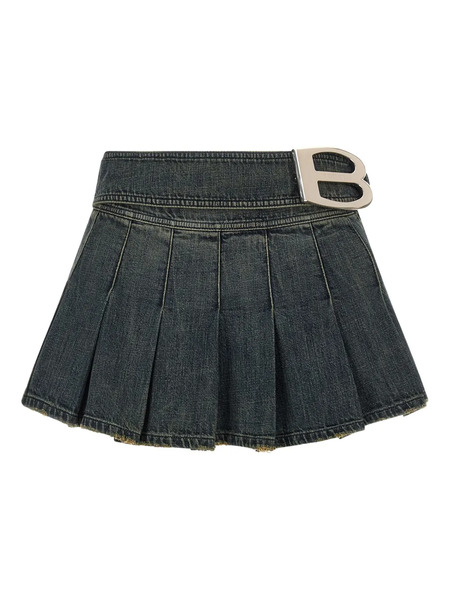  Balenciaga B-buckle Pleated Mini Skirt - Blue 
