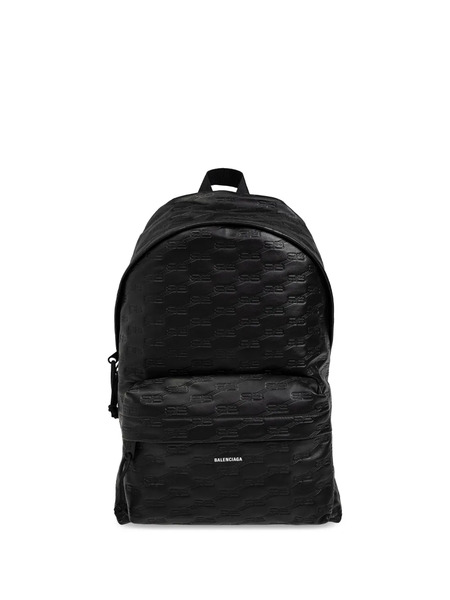  Balenciaga Bb Logo-embossed Leather Backpack - Black 