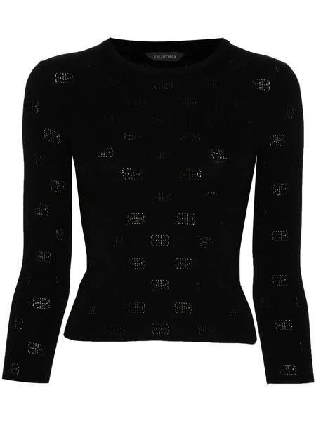  Balenciaga Bb-pattern Open-knit Jumper - Black 