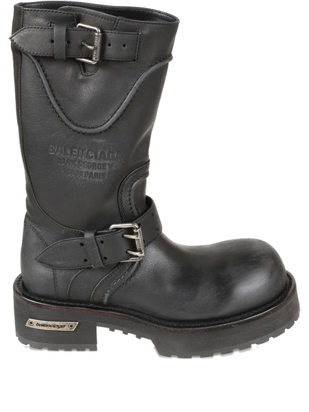  Balenciaga Buckle-strap Biker Boots - Black 