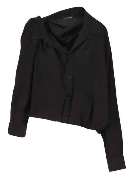  Balenciaga Buttoned Collared Top - Black 