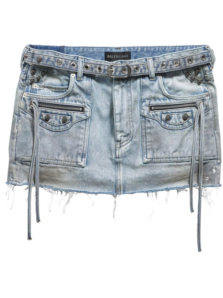 Balenciaga Cagole Denim Miniskirt - Blue 