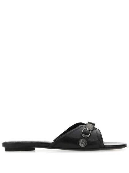  Balenciaga Cagole Flat Sandals - Black 