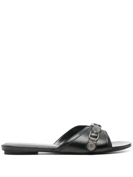  Balenciaga Cagole Leather Sandals - Black 