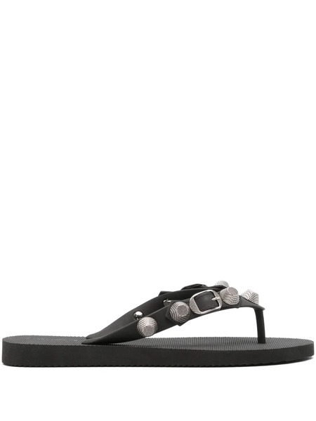  Balenciaga Cagole Studded Flip Flops - Black 
