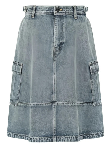  Balenciaga Cargo Denim Midi Skirt - Blue 