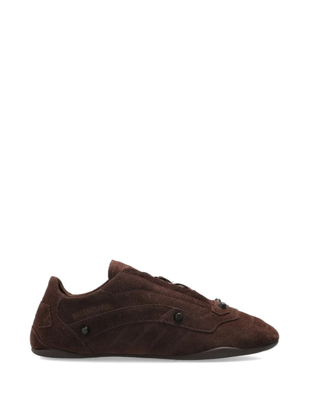  Balenciaga City Studded Leather Sneakers - Brown 
