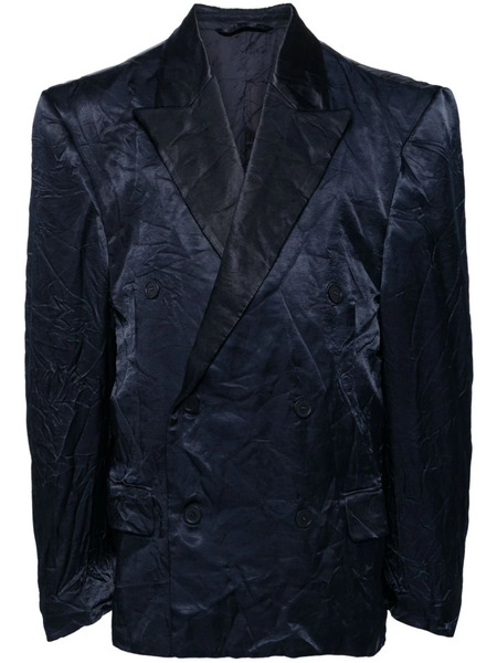  Balenciaga Crinkle-effect Double-breasted Blazer - Blue 