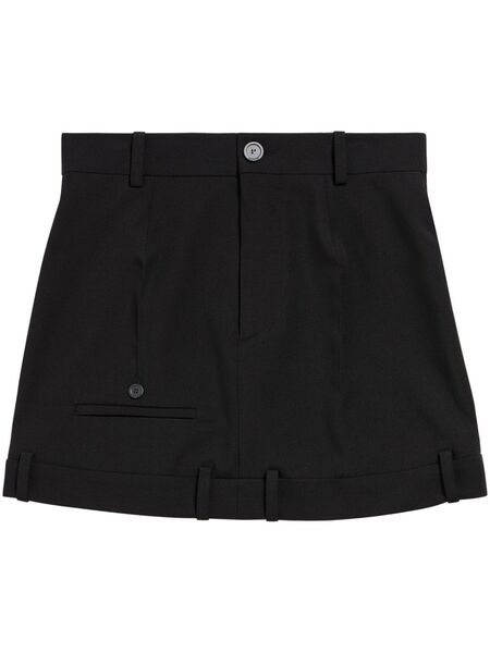  Balenciaga Deconstructed Wool Miniskirt - Black 