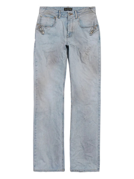  Balenciaga Distressed Straight-leg Jeans - Blue 