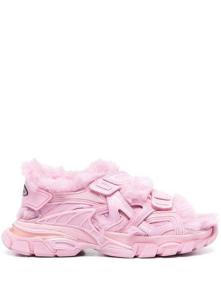  Balenciaga Faux-fur Track Sandals - Pink 