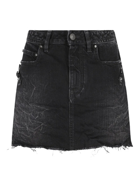  Balenciaga Frayed Denim Skirt - Black 