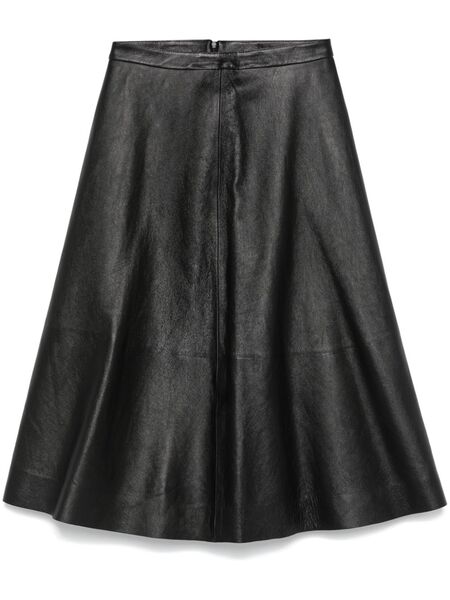  Balenciaga Leather Midi Skirt - Black 