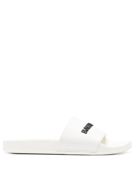  Balenciaga Logo-embossed Slides - White 