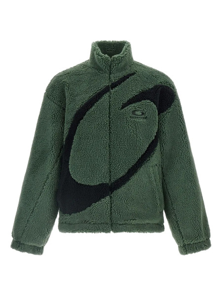  Balenciaga Logo-embroidered Sherpa Jacket - Green 