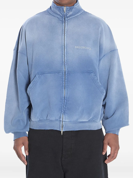  Balenciaga Logo-embroidered Zip-up Jacket - Blue 