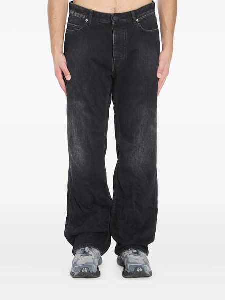  Balenciaga Logo-patch Distressed Jeans - Black 