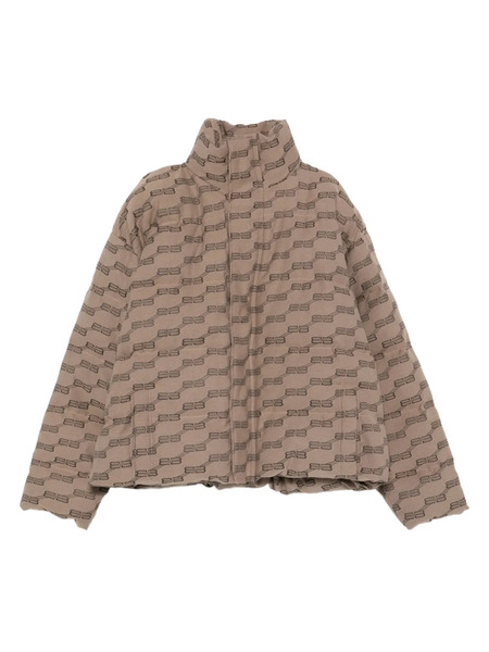  Balenciaga Logo-pattern Quilted Padded Jacket - Brown 