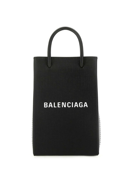  Balenciaga Logo-print Leather Phone Case - Black 