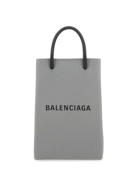  Balenciaga Logo-print Leather Phone Case - Grey 