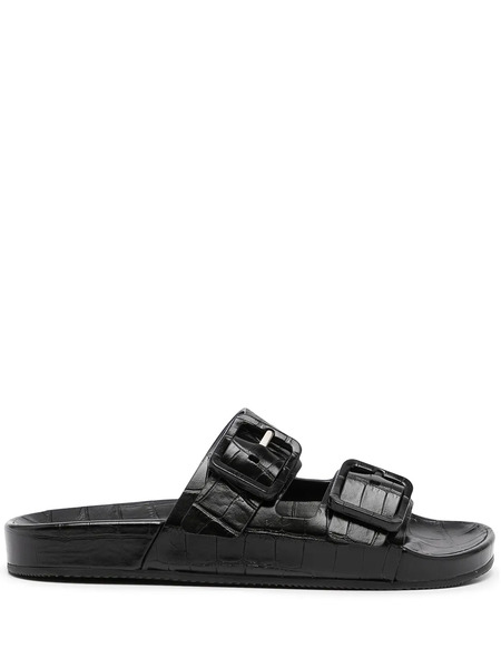  Balenciaga Mallorca Crocodile-effect Sandals - Black 