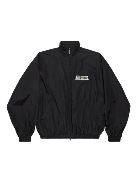  Balenciaga Masking Tape Logo Zip Jacket - Black 