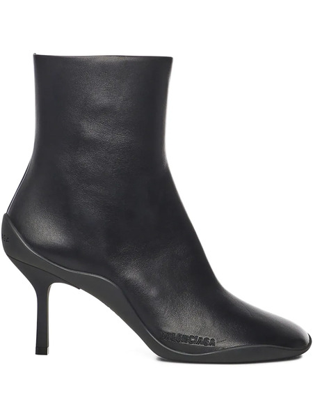  Balenciaga 80mm Square-toe Leather Boots - Black 