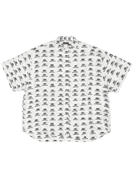  Balenciaga Monogram-pattern Print Shirt - White 
