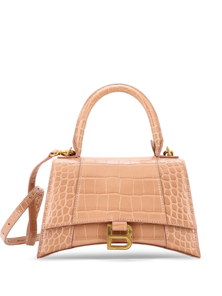  Balenciaga Pre-owned Hourglass Top Handle Bag Crocodile Embossed Leather Small Crossbody Bag - Neutrals 