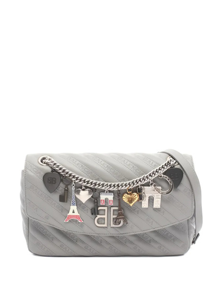  Balenciaga Pre-owned 2010s Bb Round Chain Leather Shoulder Bag - Grey 