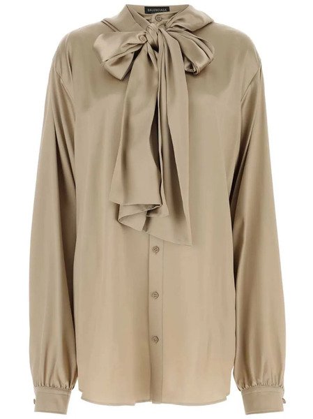  Balenciaga Satin Hooded Shirt - Neutrals 