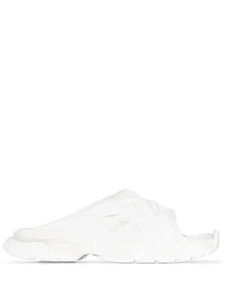  Balenciaga Track Flat Slide Sandals - White 