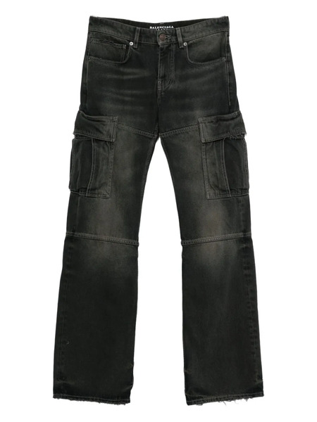  Balenciaga Whiskering-effect Cargo Jeans - Black 