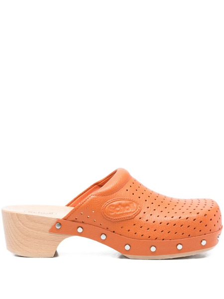  Balenciaga X Scholl 40mm Perforated Leather Clogs - Orange 