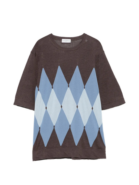  Ballantyne Argyle-pattern Short-sleeve T-shirt - Brown 