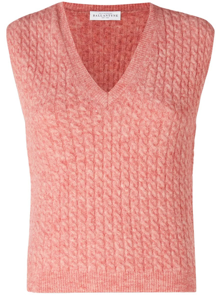  Ballantyne Cable-knit Vest - Pink 