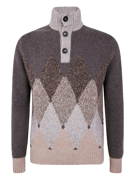  Ballantyne Diamond-pattern Moulinè Wool Sweater - Brown 