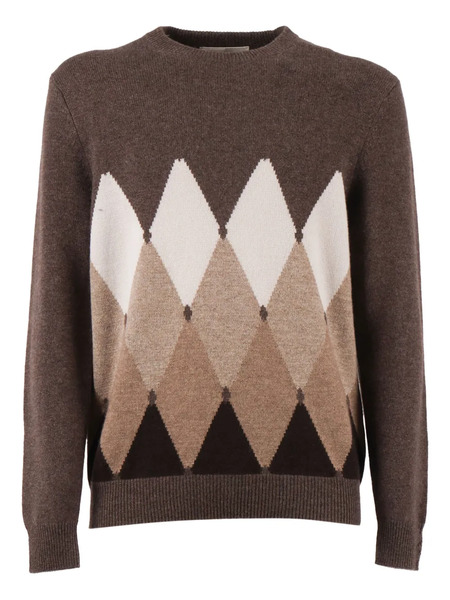  Ballantyne Diamond-patterned Round-neck Sweater - Brown 