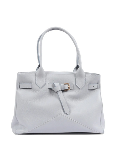  Ballantyne Kate Buckled Leather Tote Bag - Grey 